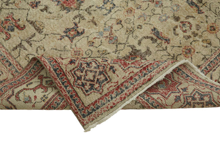 7x11 Beige Turkish Vintage Area Rug - 45553