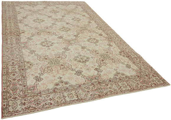 7x10 Beige Turkish Vintage Area Rug - 45560