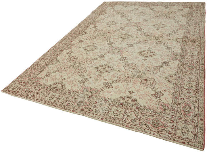 7x10 Beige Turkish Vintage Area Rug - 45560
