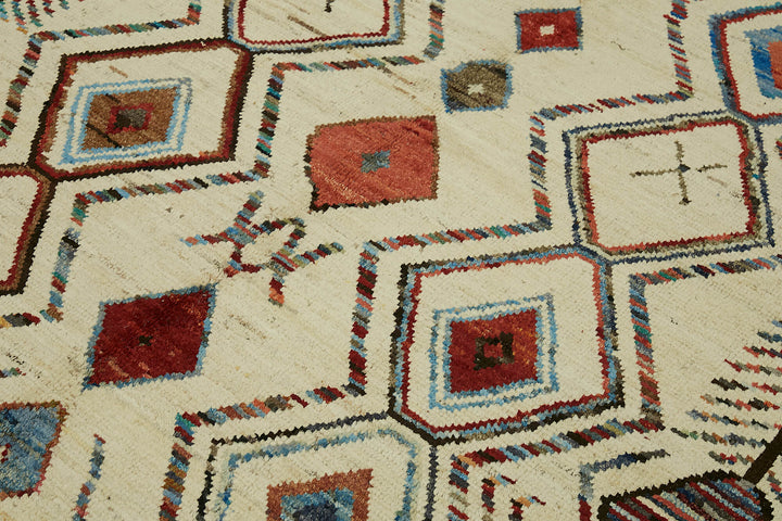 7x10 Beige Modern Tribal Rug - 45579