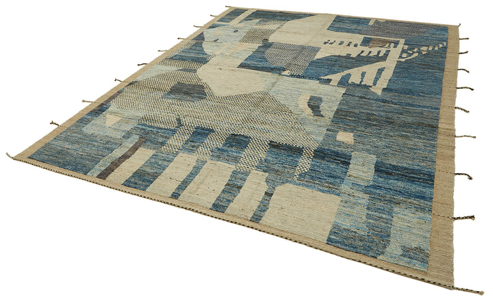 9x12 Blue Modern Tribal Rug - 45584