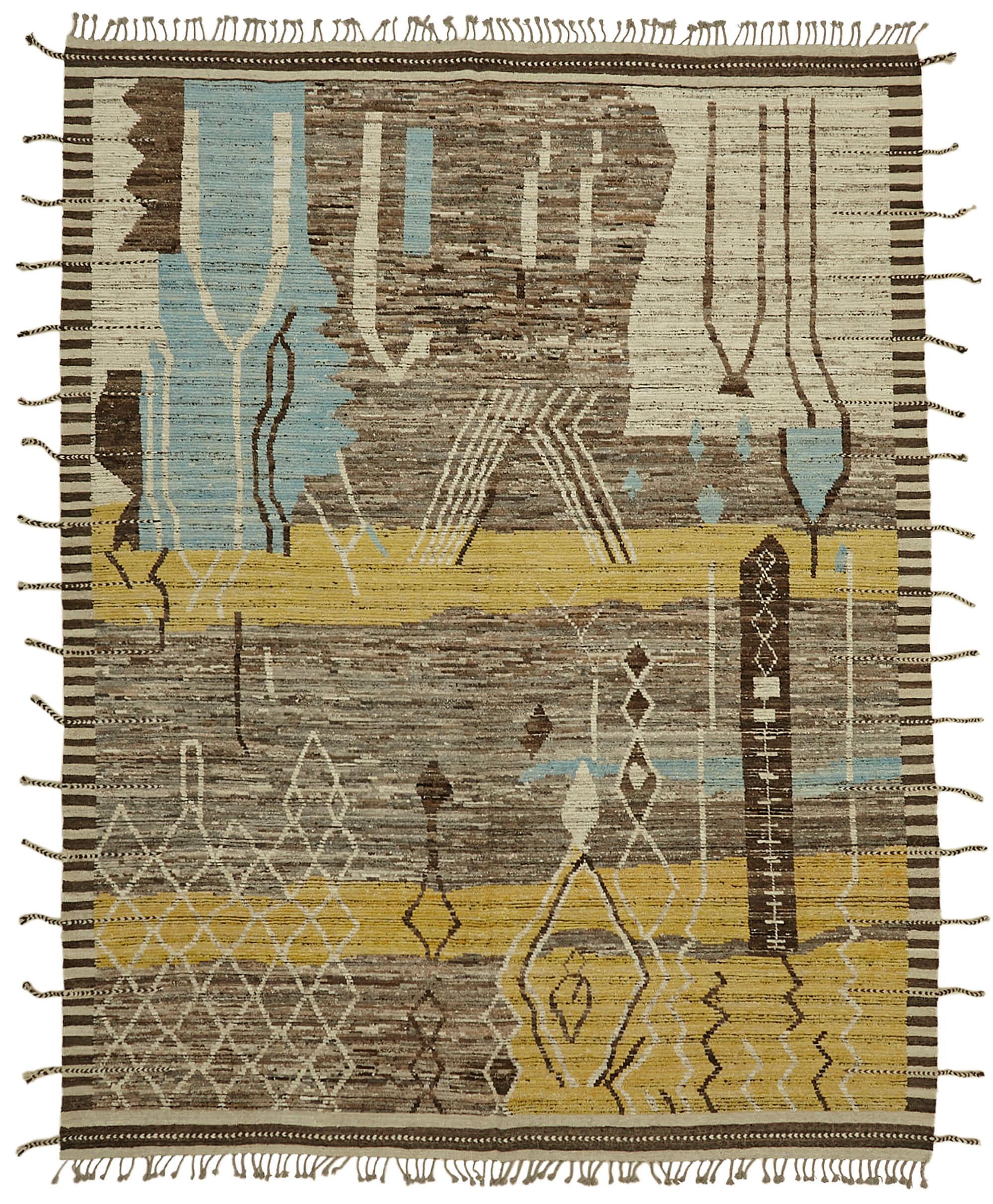 9x12 Beige Modern Tribal Rug - 45591