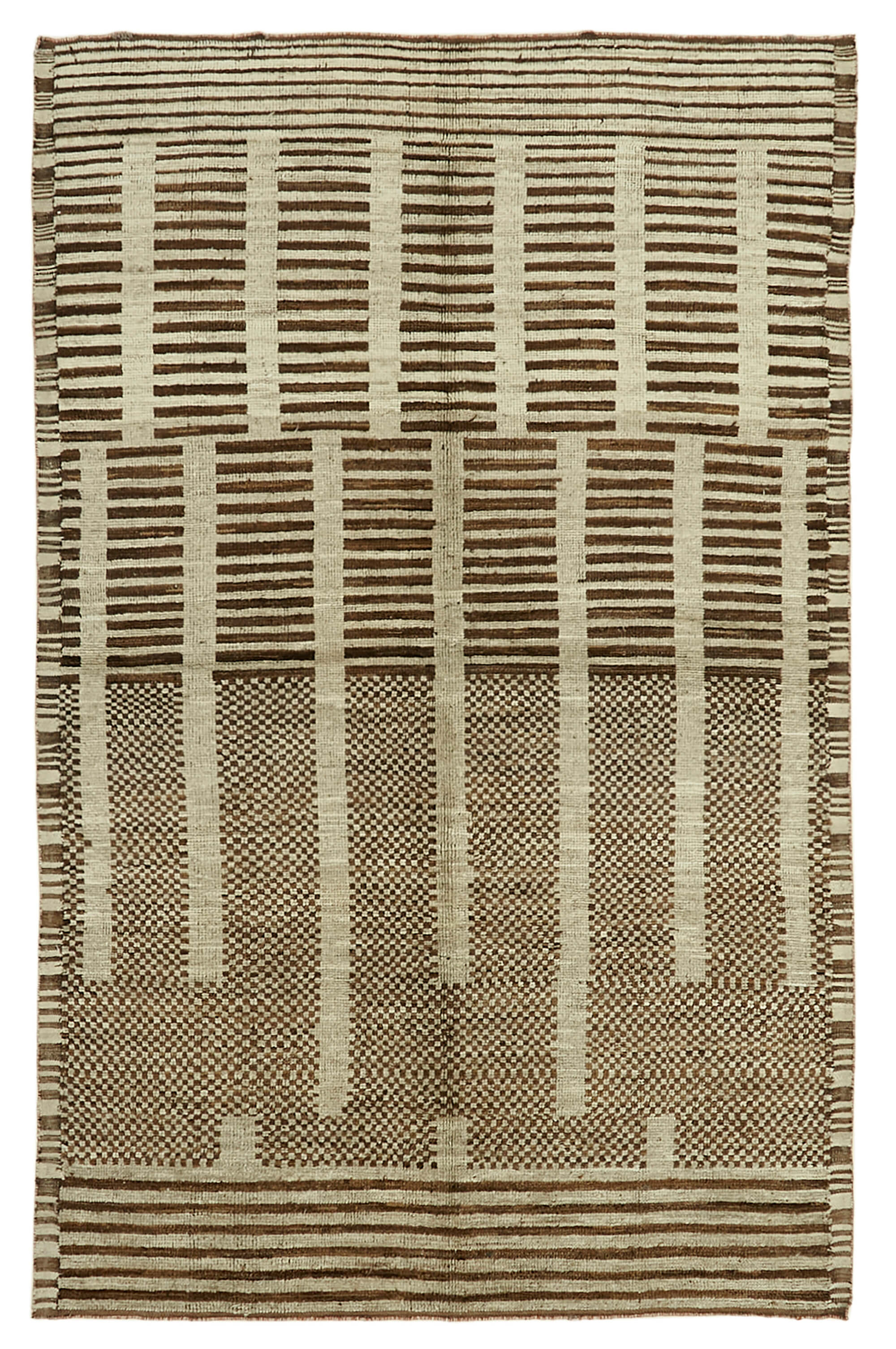 7x11 Beige Modern Tribal Rug - 45597