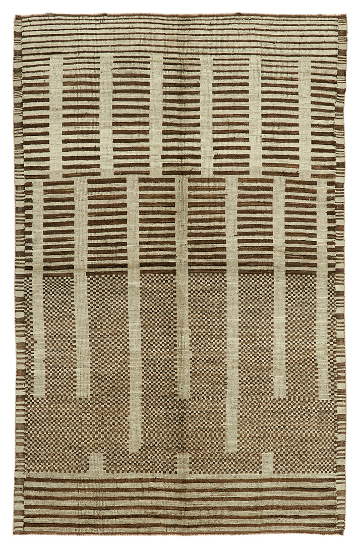 7x11 Beige Modern Tribal Rug - 45597