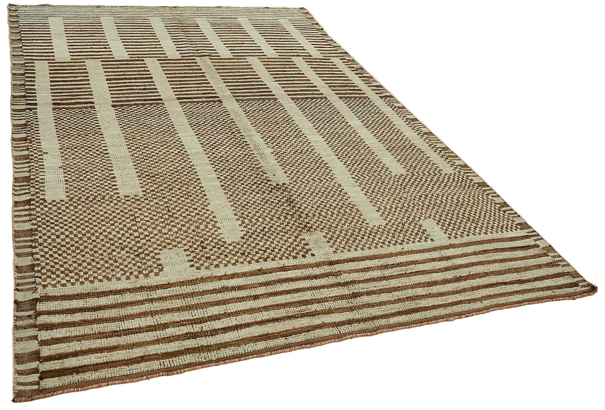 7x11 Beige Modern Tribal Rug - 45597