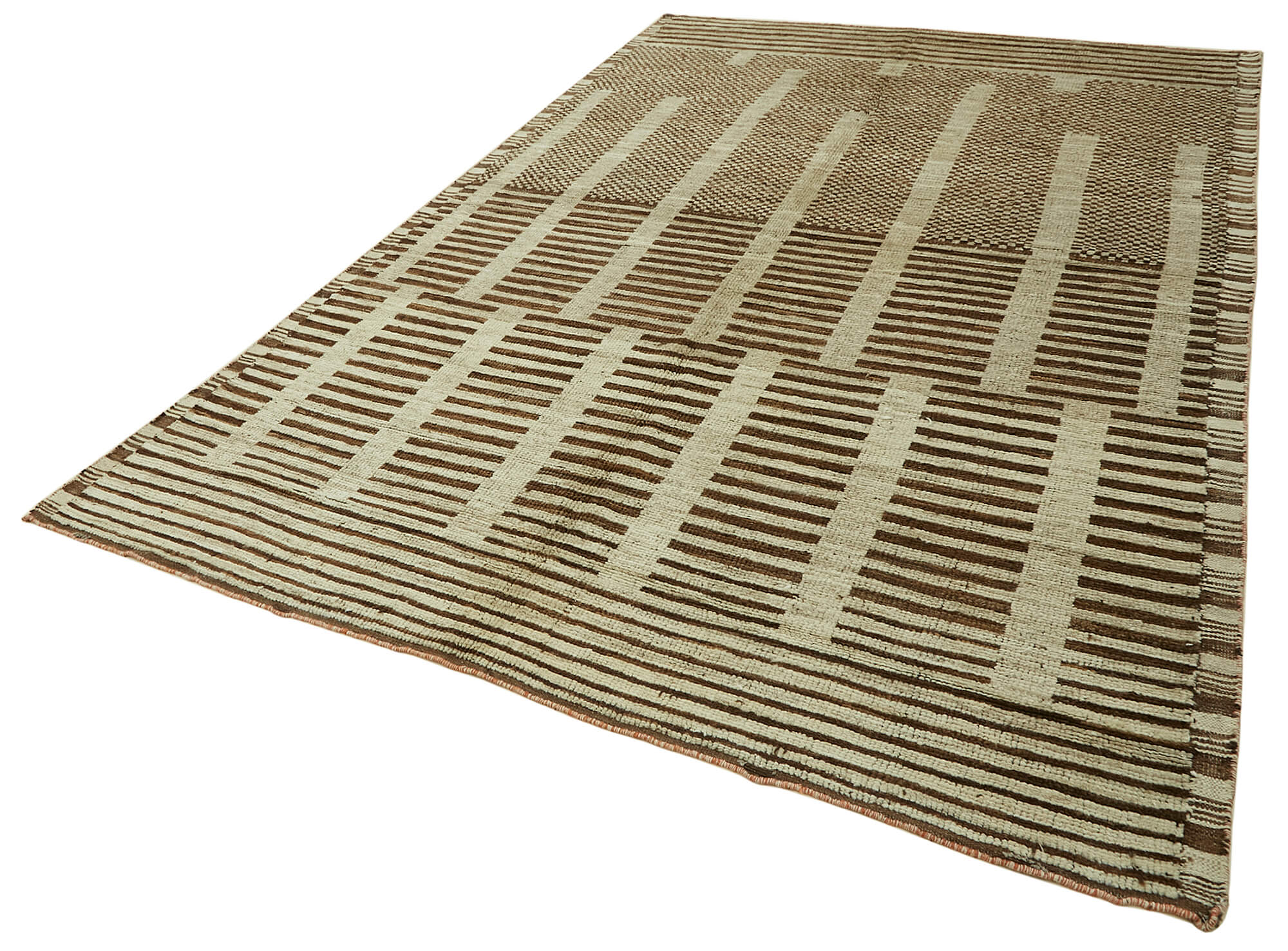 7x11 Beige Modern Tribal Rug - 45597
