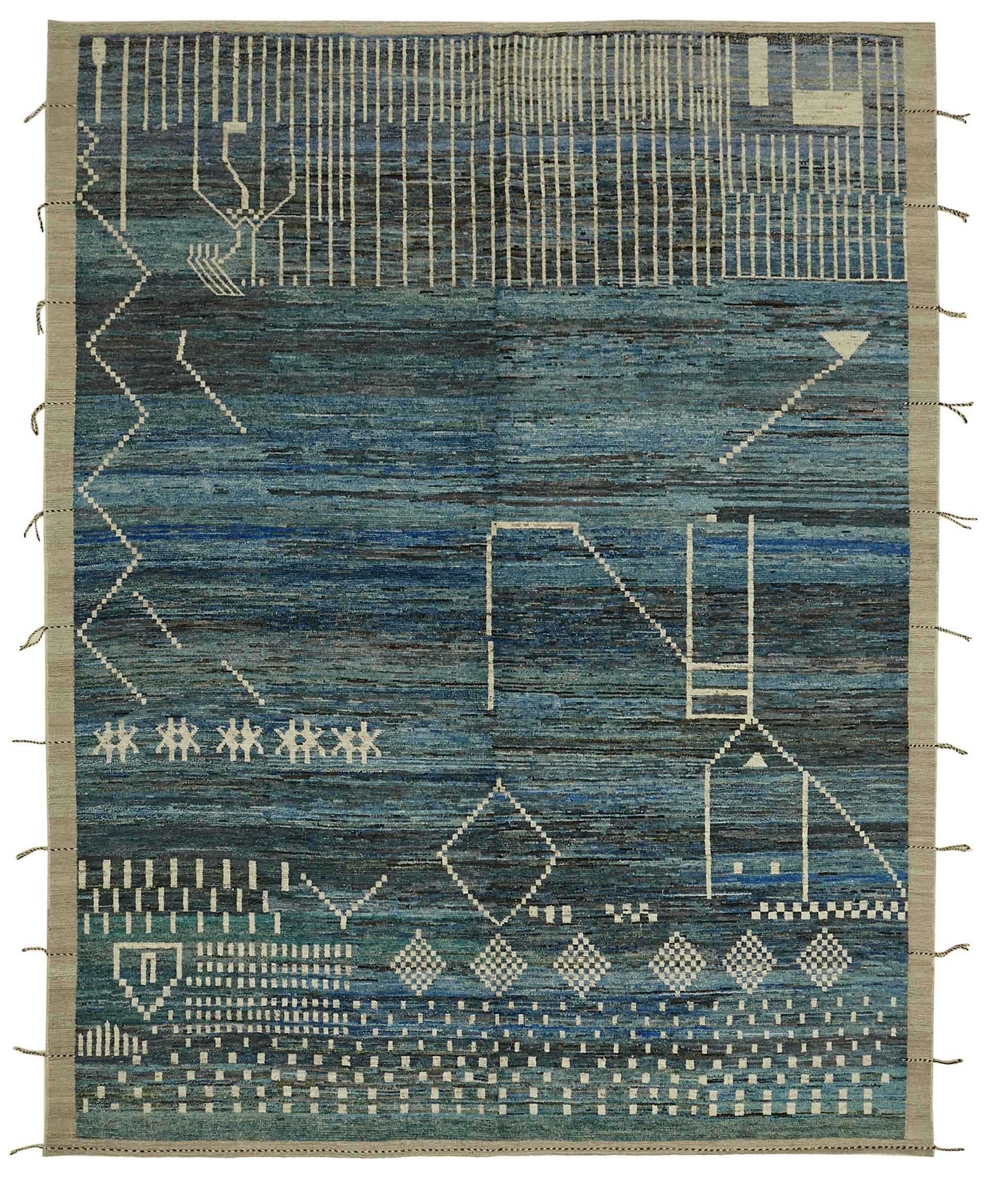 10x13 Blue Modern Tribal Rug - 45620