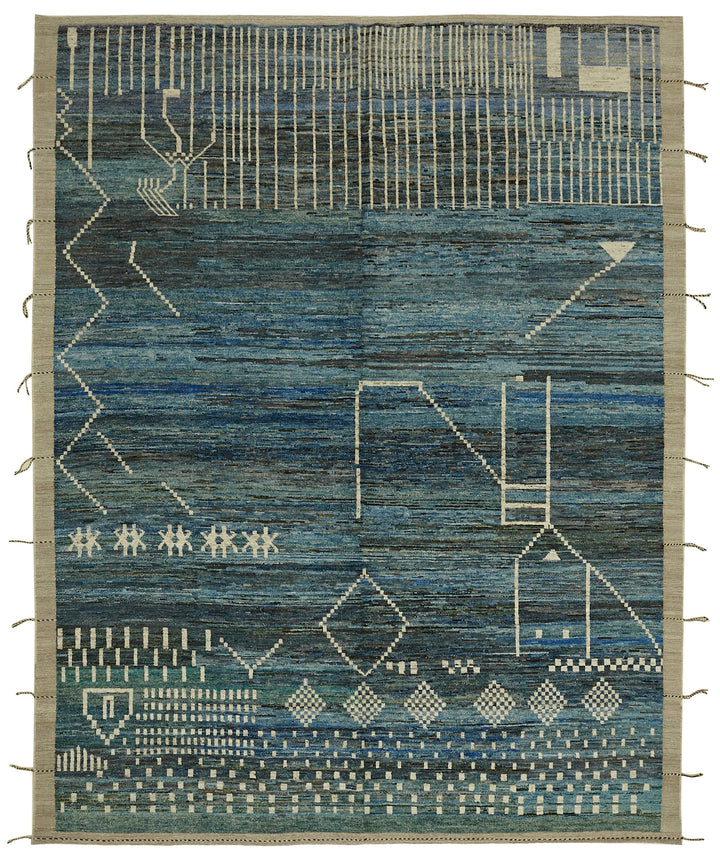10x13 Blue Modern Tribal Rug - 45620