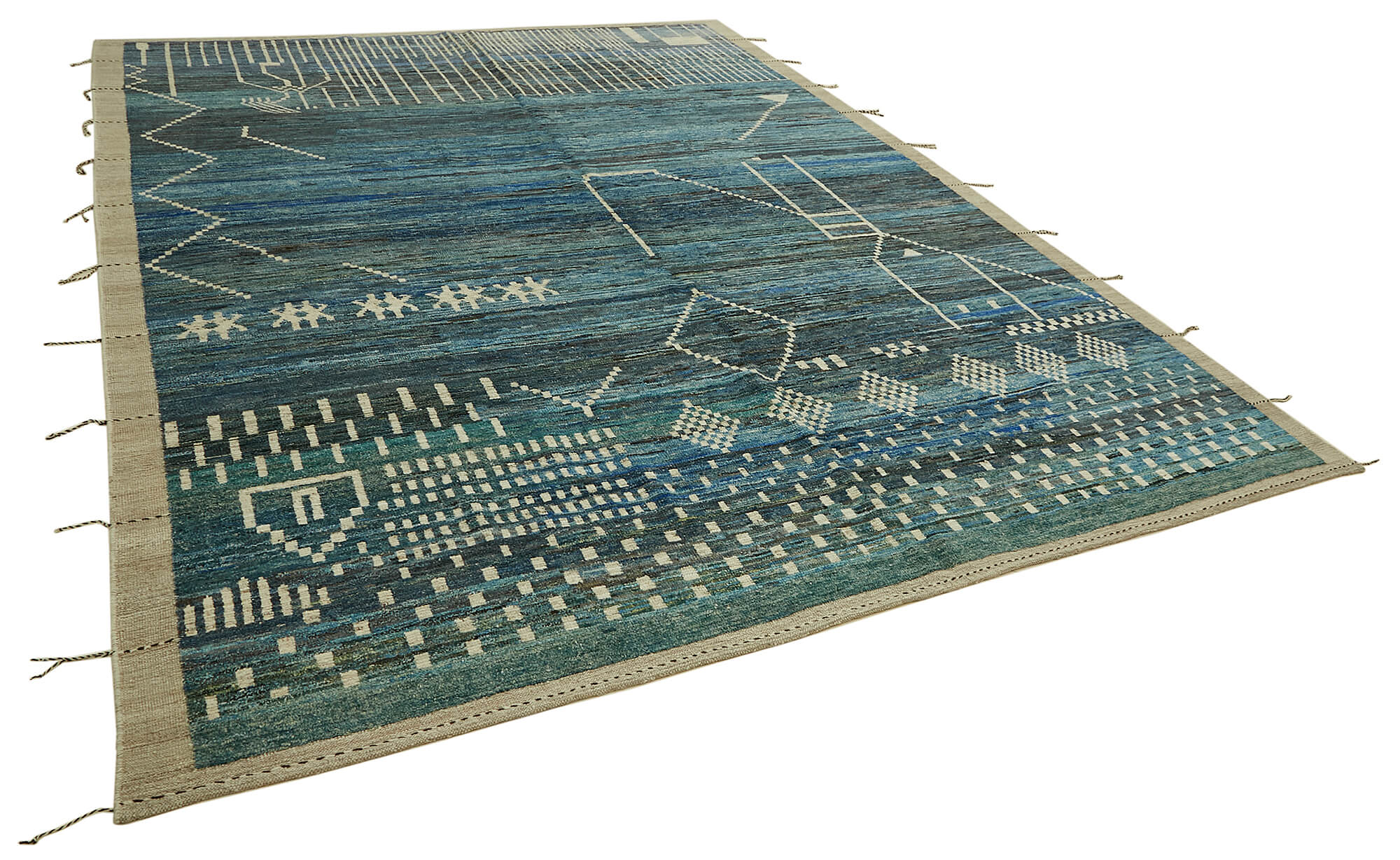 10x13 Blue Modern Tribal Rug - 45620