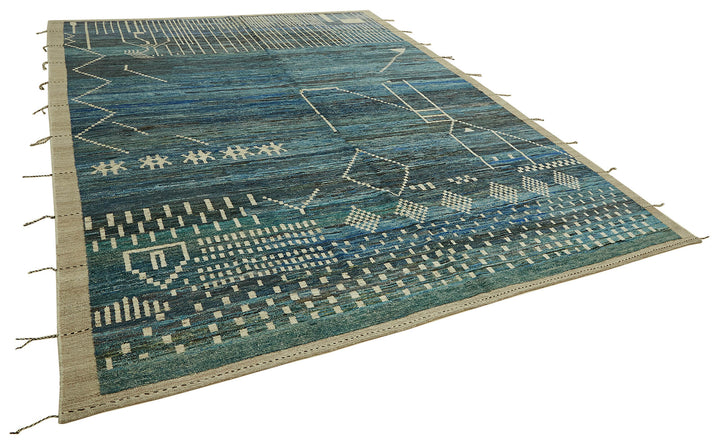 10x13 Blue Modern Tribal Rug - 45620