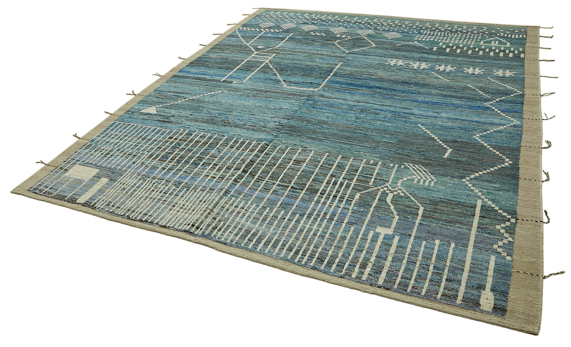 10x13 Blue Modern Tribal Rug - 45620