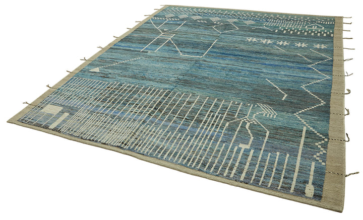 10x13 Blue Modern Tribal Rug - 45620