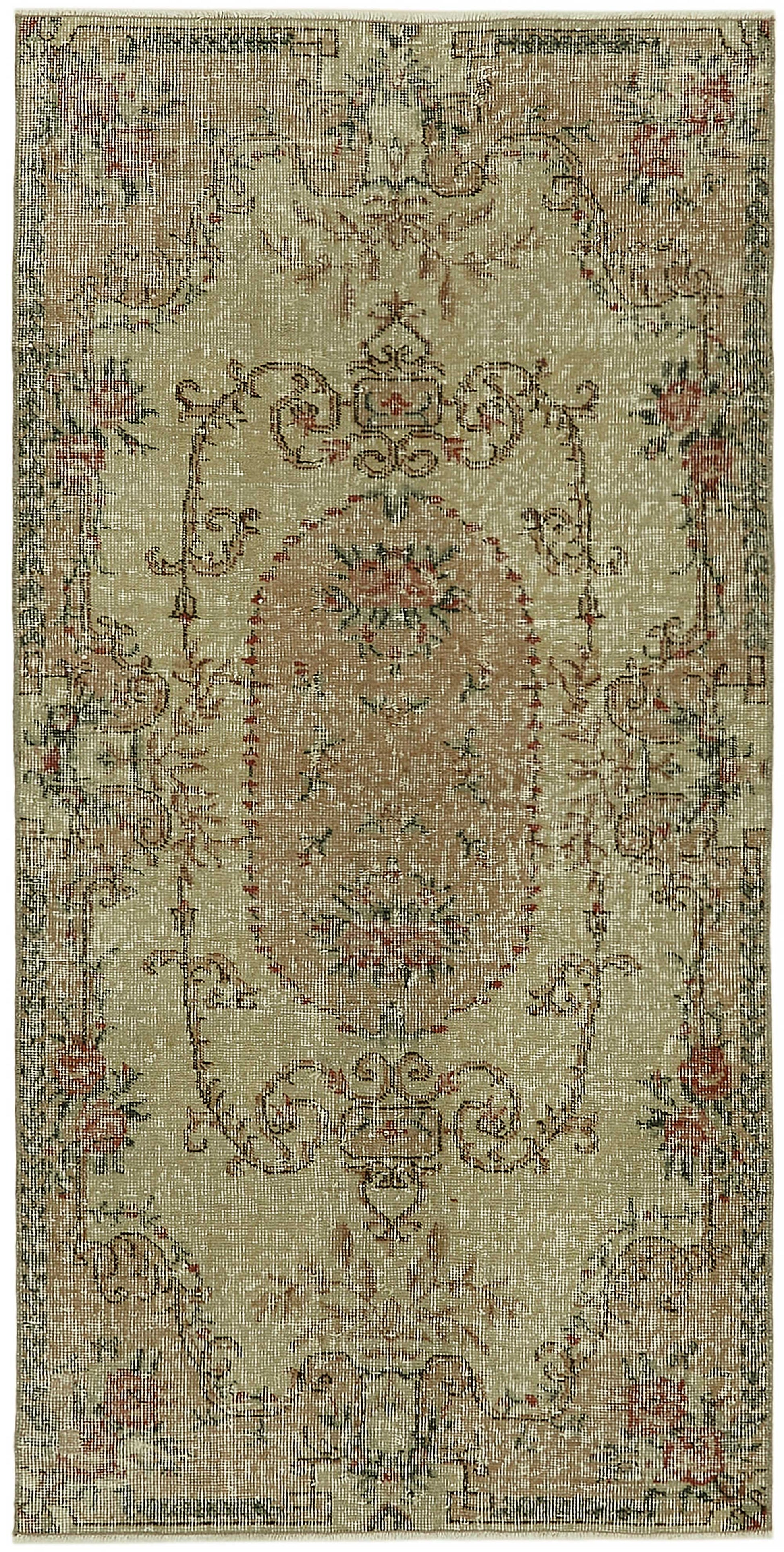 3x6 Beige Turkish Vintage Area Rug - 45734