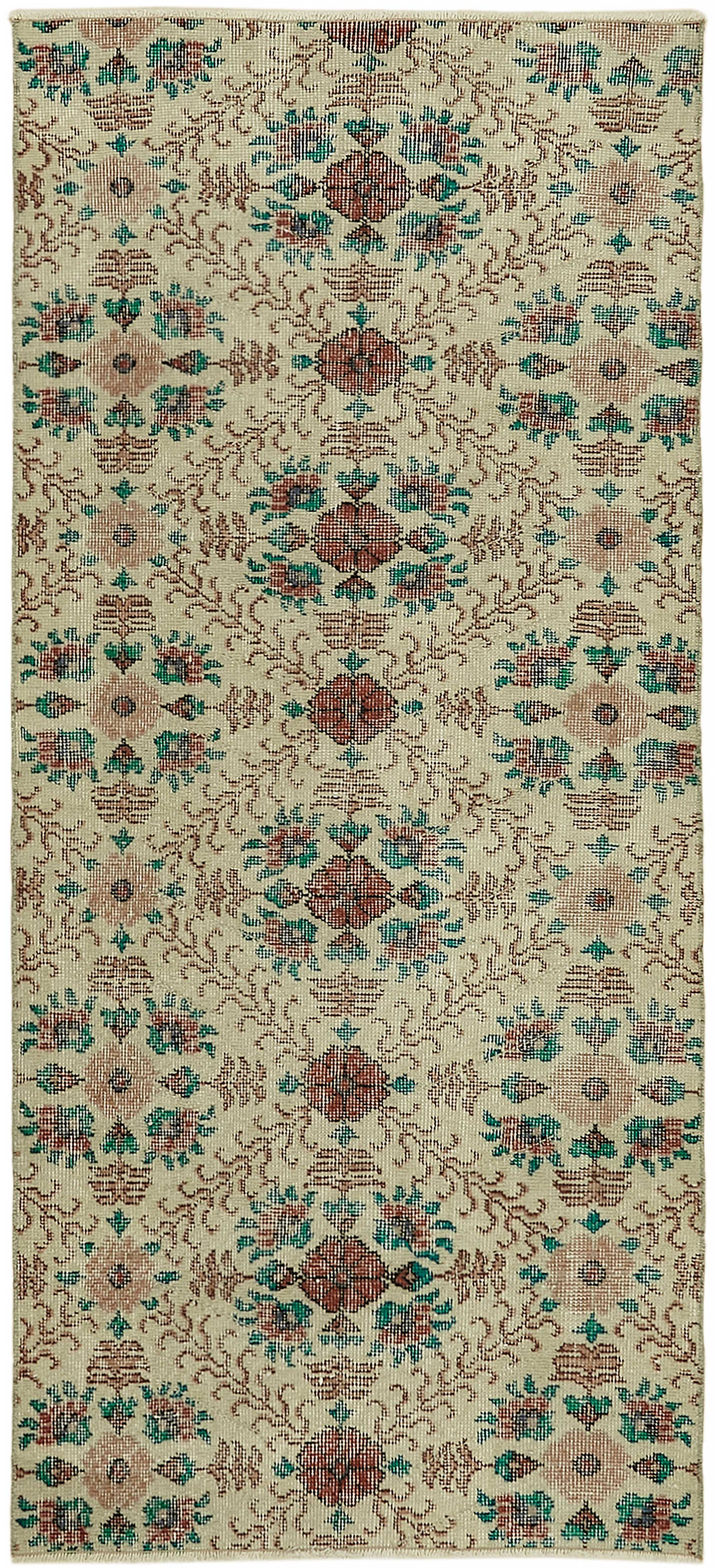 3x6 Beige Turkish Vintage Area Rug - 45739