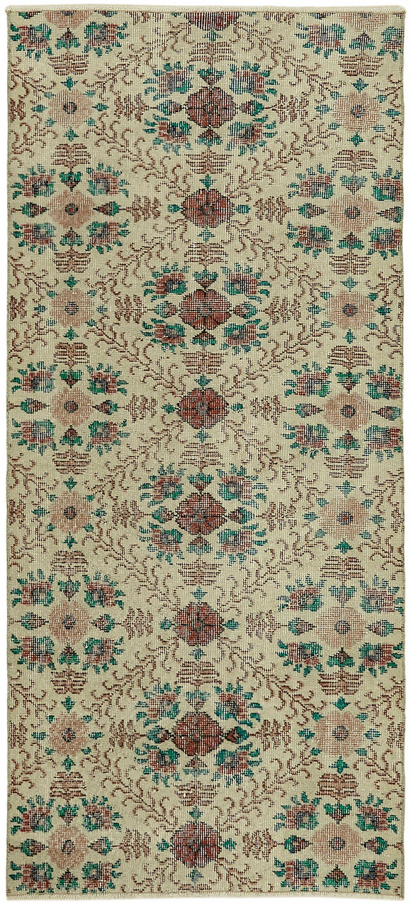 3x6 Beige Turkish Vintage Area Rug - 45739