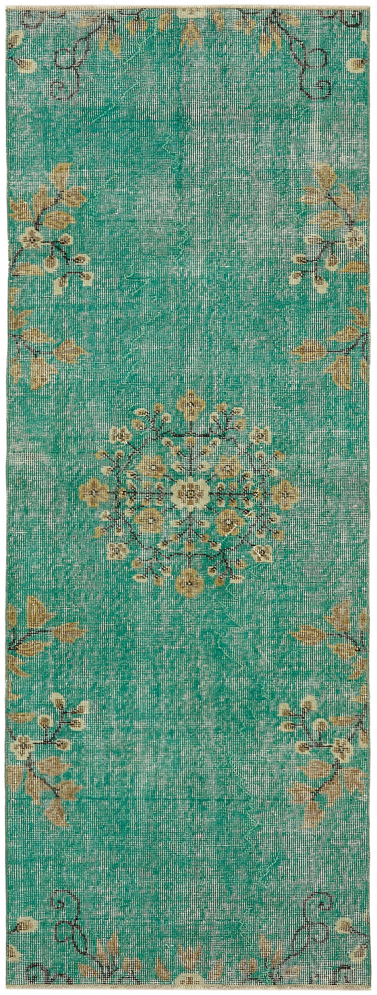 3x7 Blue Turkish Vintage Area Rug - 45758