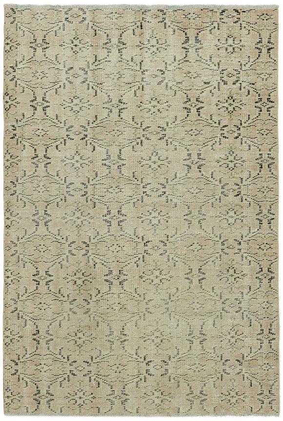 4x5 Beige Turkish Vintage Area Rug - 45760