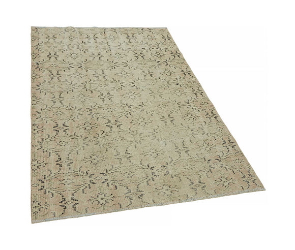4x5 Beige Turkish Vintage Area Rug - 45760