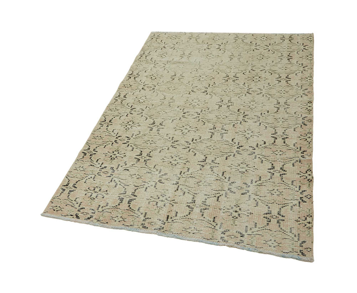 4x5 Beige Turkish Vintage Area Rug - 45760