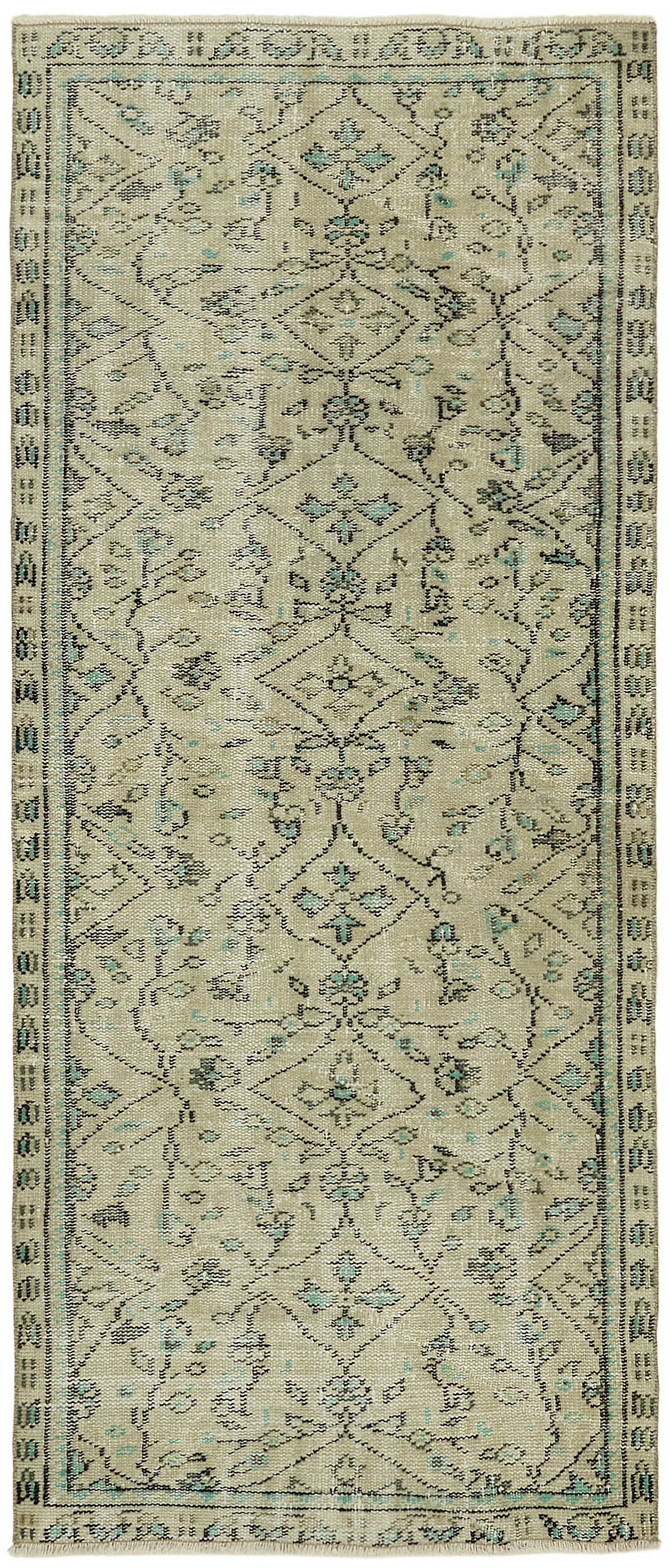 3x7 Beige Turkish Vintage Area Rug - 45763