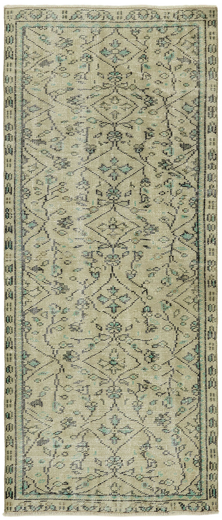 3x7 Beige Turkish Vintage Area Rug - 45763