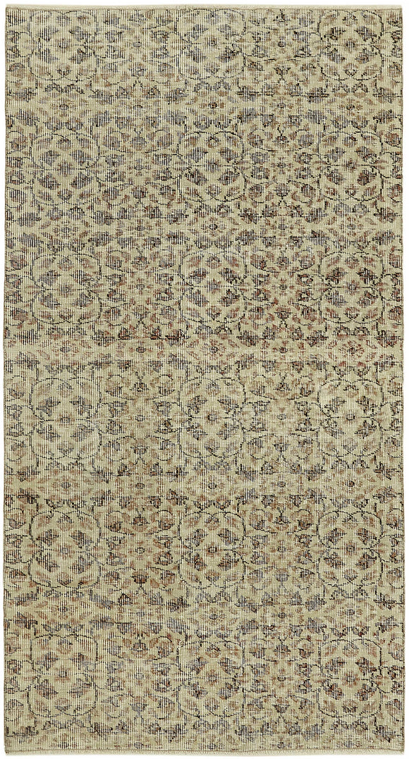 3x6 Beige Turkish Vintage Area Rug - 45767