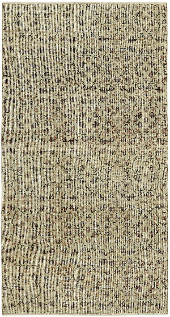 3x6 Beige Turkish Vintage Area Rug - 45767
