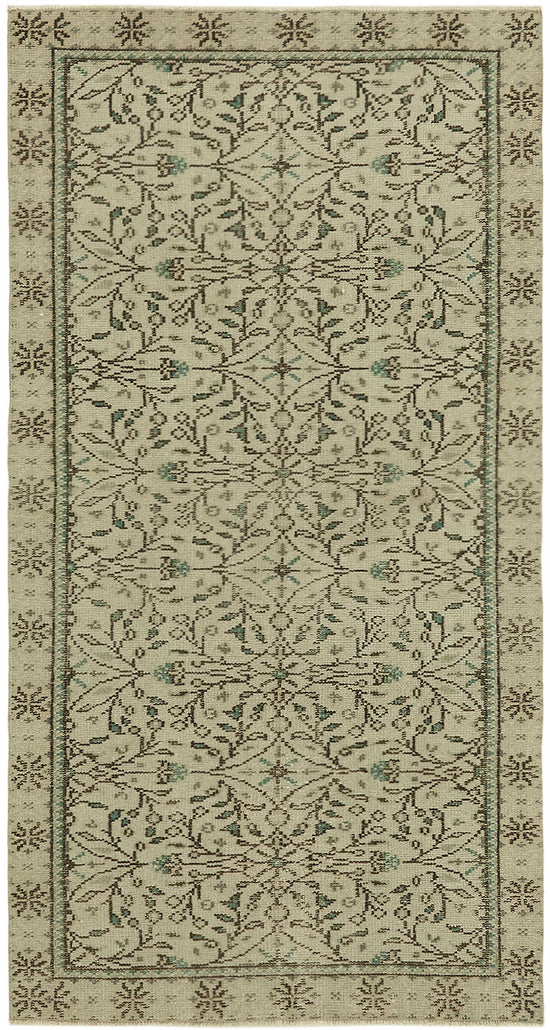 3x6 Beige Turkish Vintage Area Rug - 45768