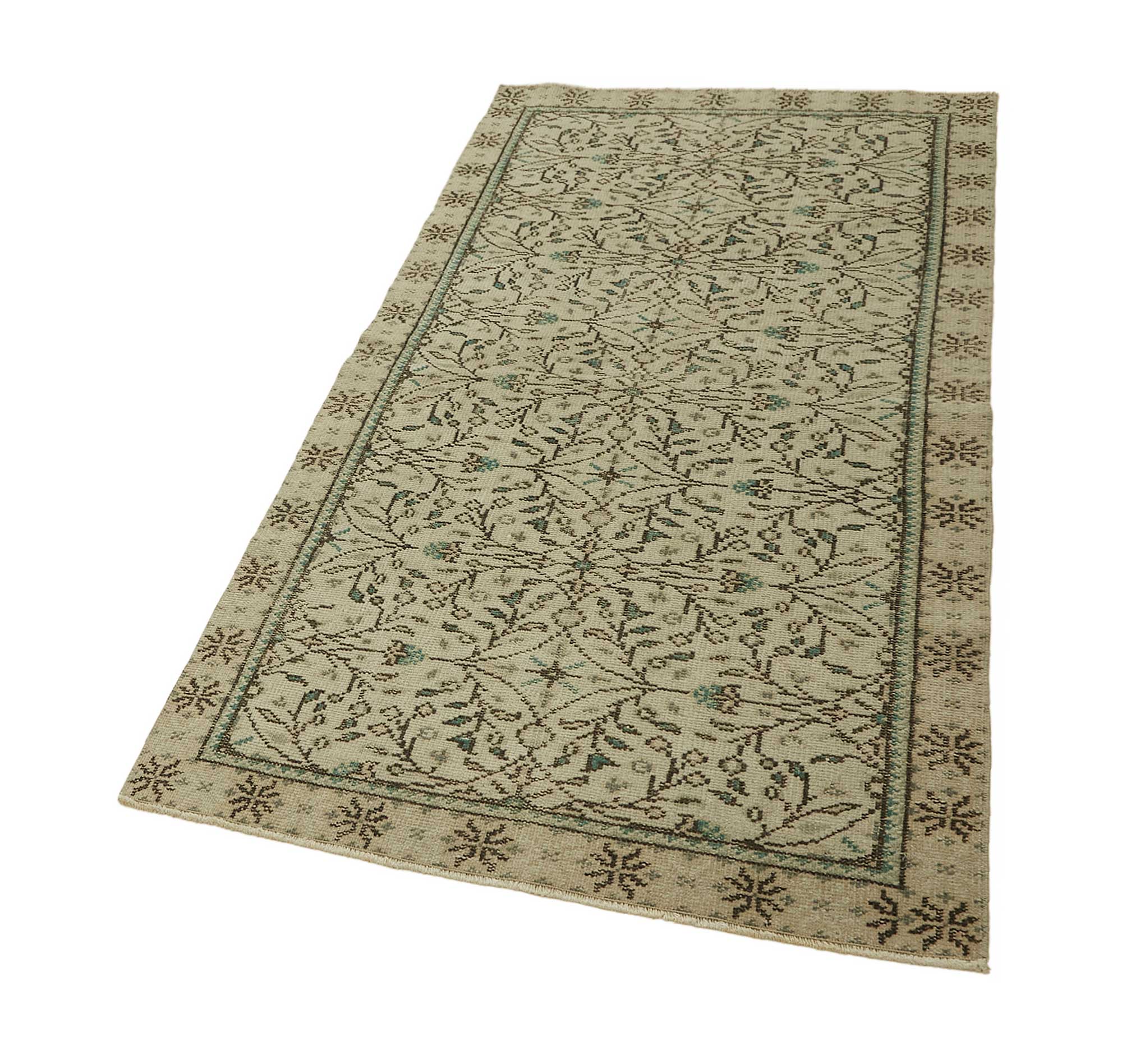 3x6 Beige Turkish Vintage Area Rug - 45768