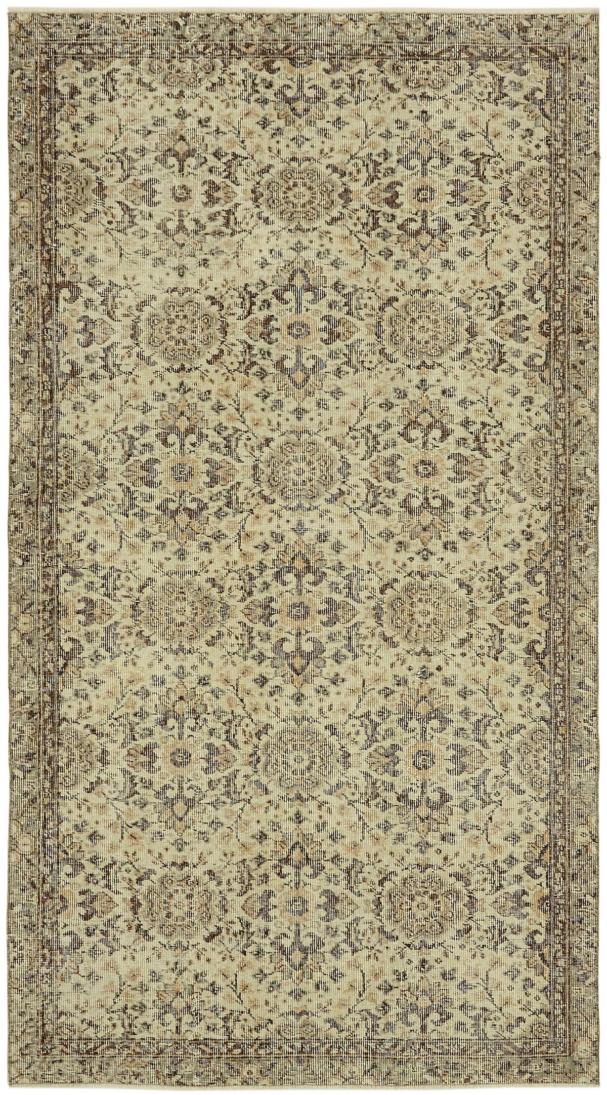 4x8 Beige Turkish Vintage Area Rug - 45773