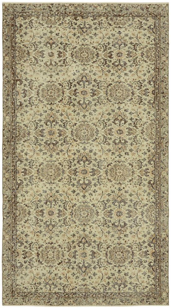 4x8 Beige Turkish Vintage Area Rug - 45773