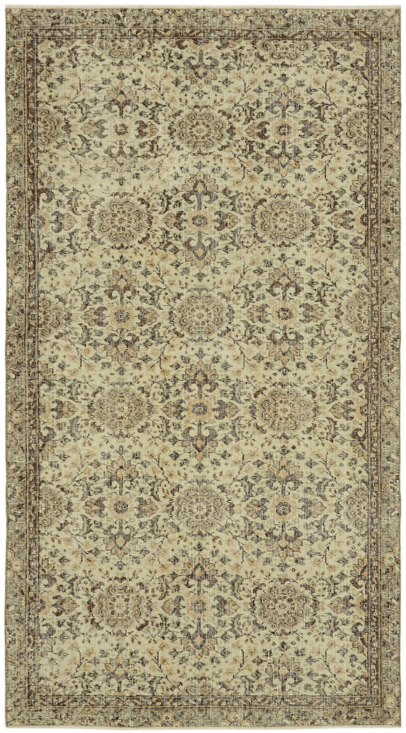 4x8 Beige Turkish Vintage Area Rug - 45773