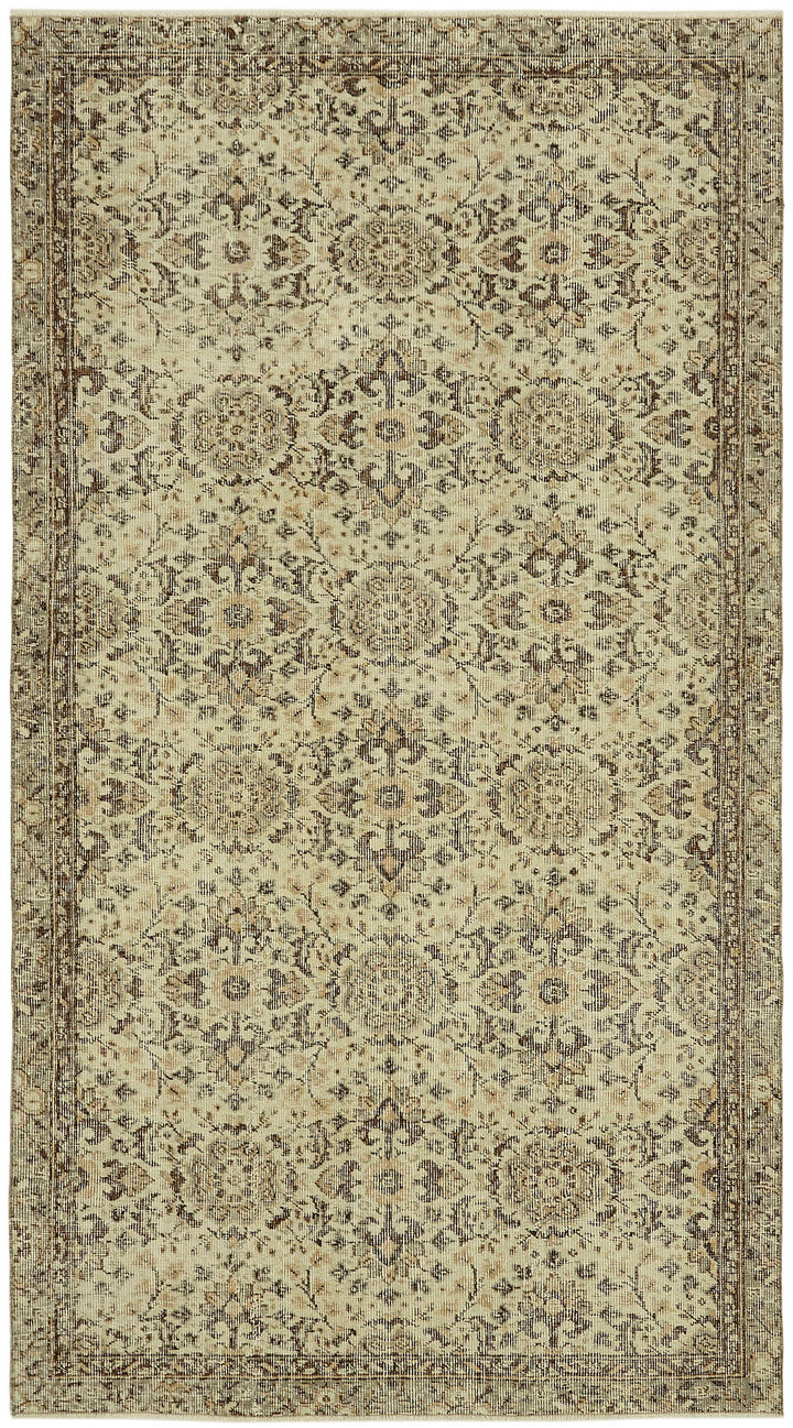 4x8 Beige Turkish Vintage Area Rug - 45773