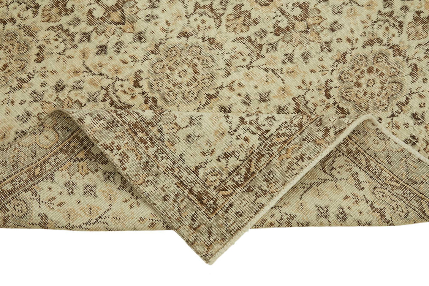 4x8 Beige Turkish Vintage Area Rug - 45773