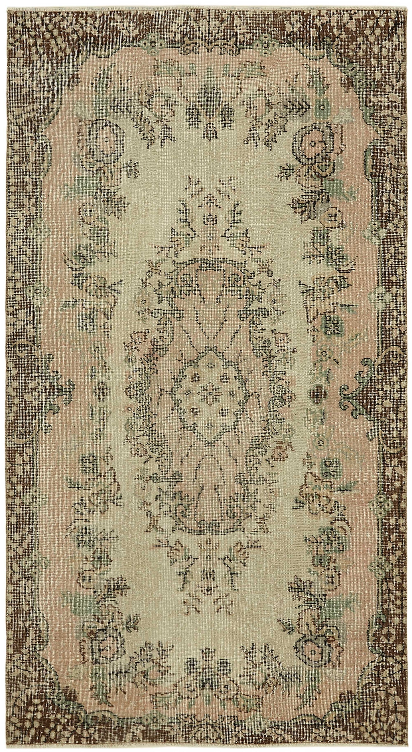 4x7 Beige Turkish Vintage Area Rug - 45774