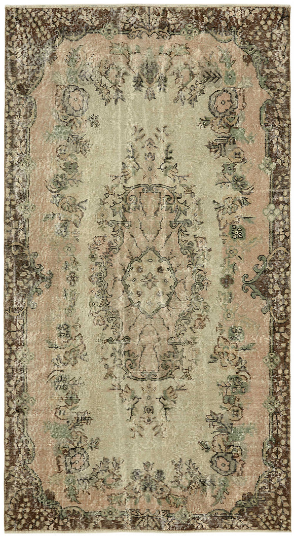 4x7 Beige Turkish Vintage Area Rug - 45774