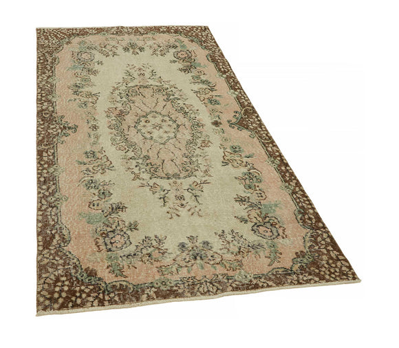 4x7 Beige Turkish Vintage Area Rug - 45774