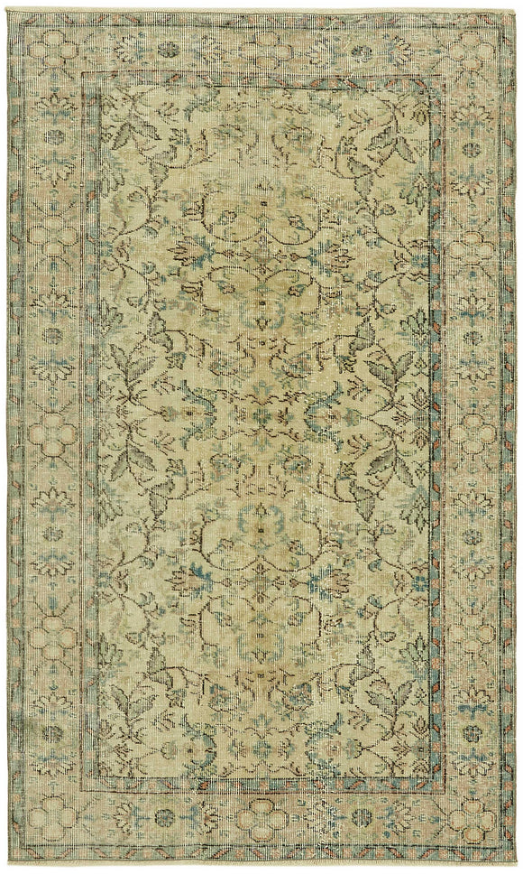 4x6 Beige Turkish Vintage Area Rug - 45775