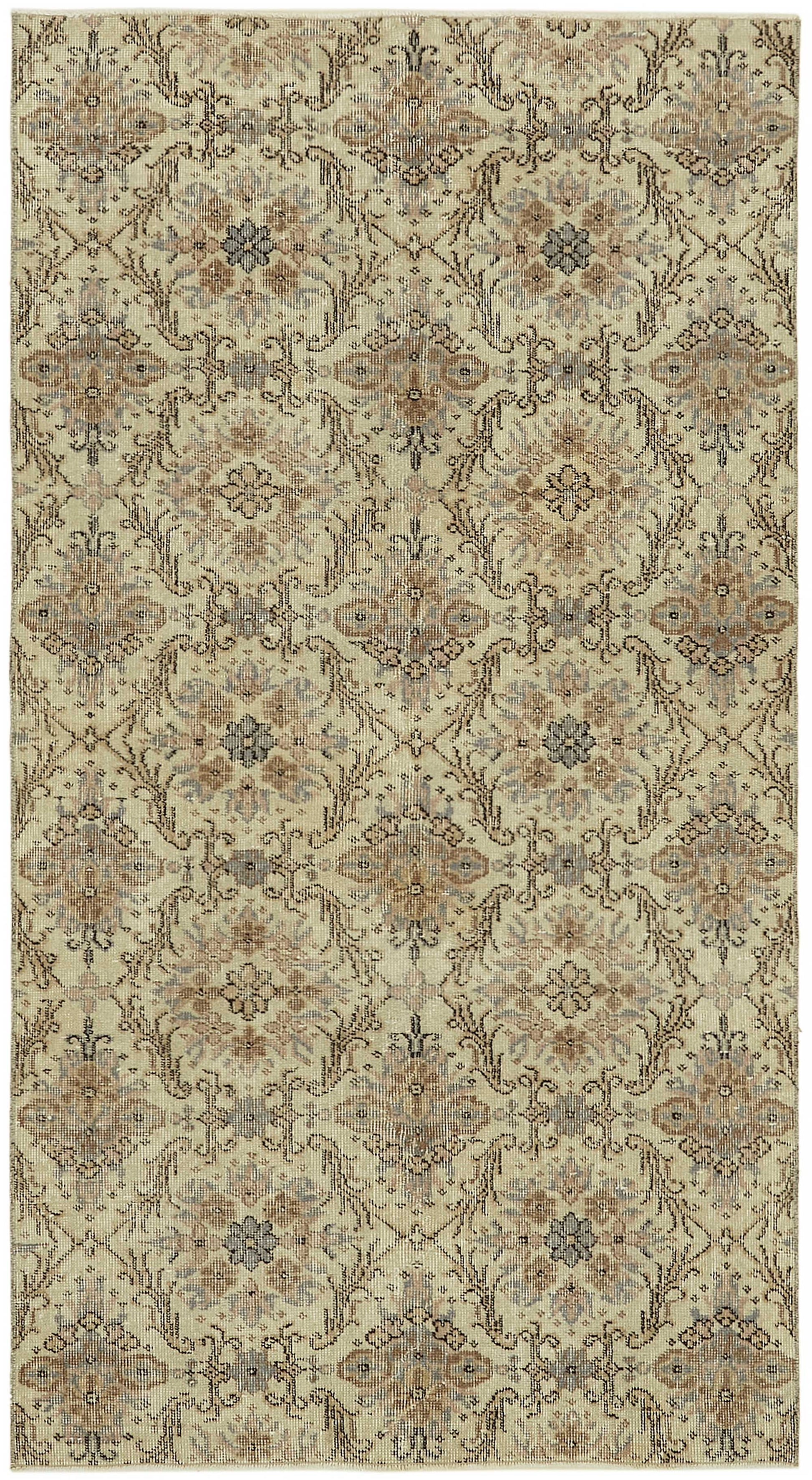 4x7 Beige Turkish Vintage Area Rug - 45777