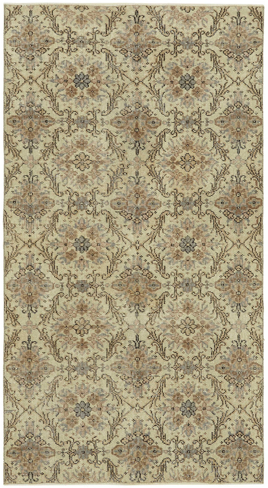 4x7 Beige Turkish Vintage Area Rug - 45777