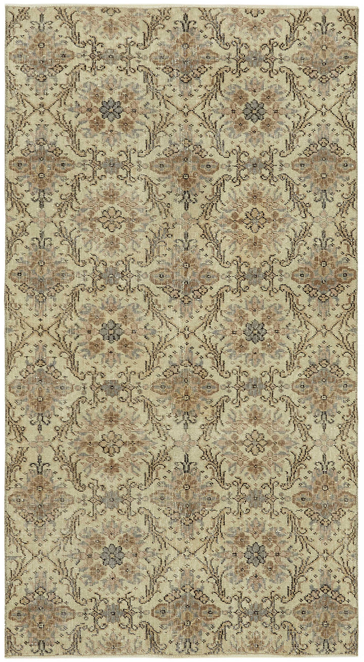 4x7 Beige Turkish Vintage Area Rug - 45777