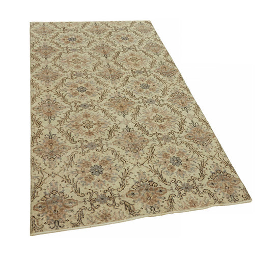 4x7 Beige Turkish Vintage Area Rug - 45777