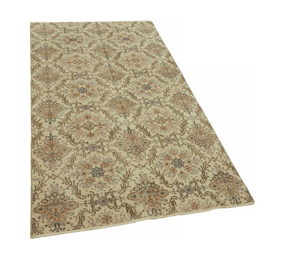 4x7 Beige Turkish Vintage Area Rug - 45777