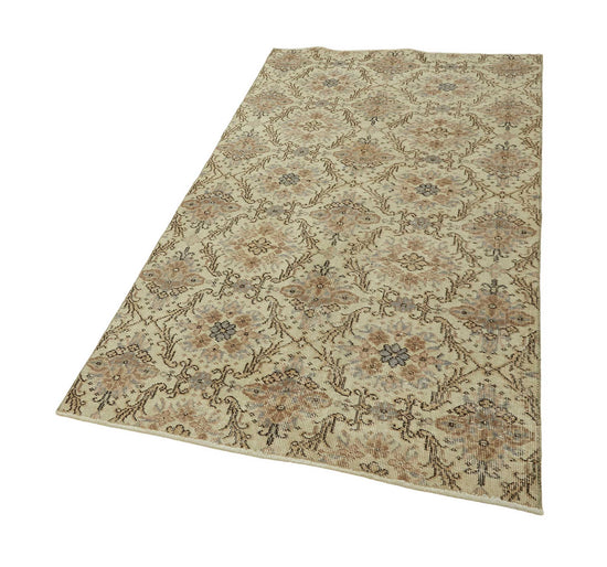 4x7 Beige Turkish Vintage Area Rug - 45777