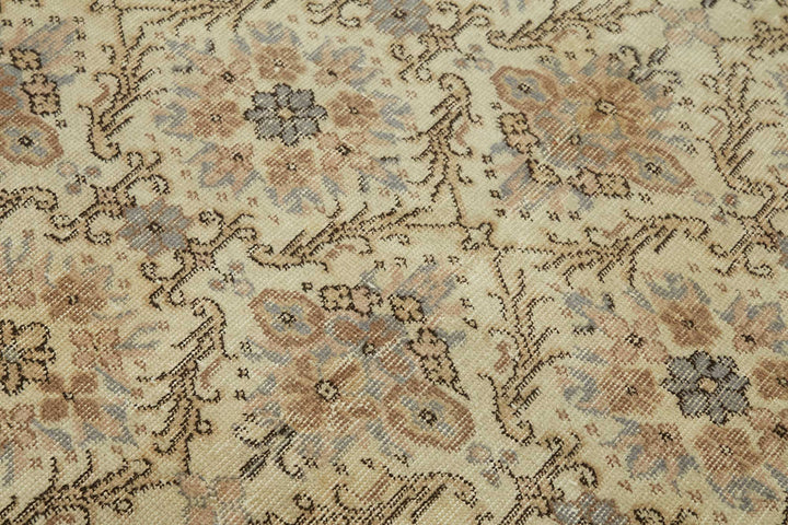 4x7 Beige Turkish Vintage Area Rug - 45777