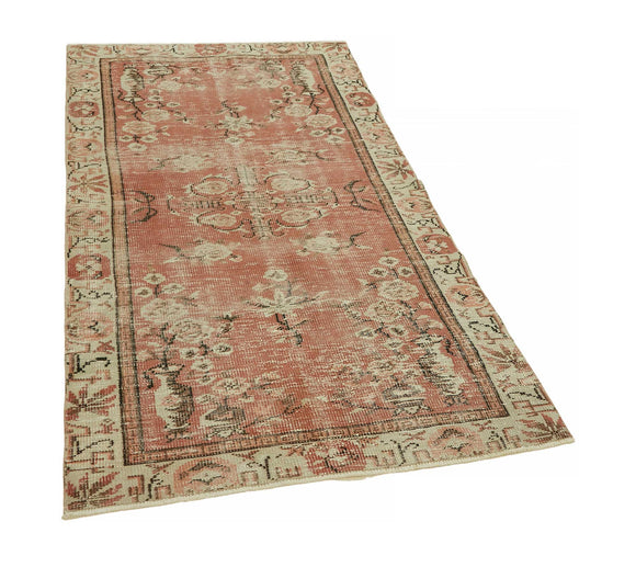 3x6 Beige Turkish Vintage Area Rug - 45778