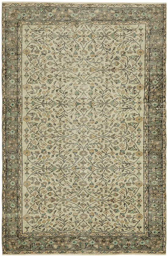4x7 Beige Turkish Vintage Area Rug - 45779