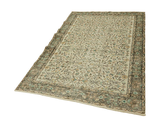 4x7 Beige Turkish Vintage Area Rug - 45779