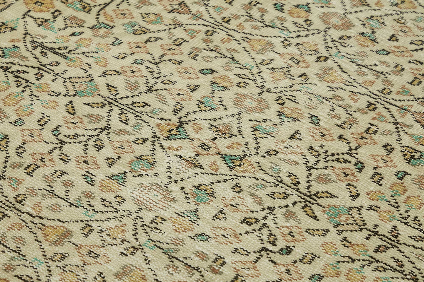 4x7 Beige Turkish Vintage Area Rug - 45779