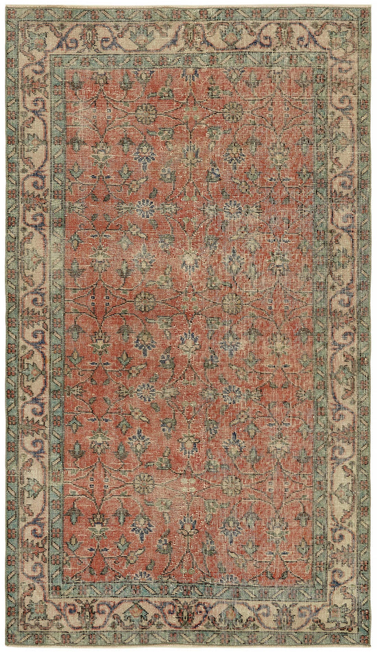 4x7 Red Turkish Vintage Area Rug - 45780